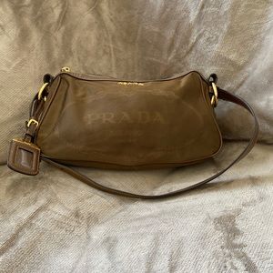 Prada Green Nylon Jacquard Shoulder Bag